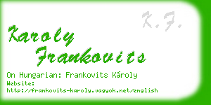 karoly frankovits business card